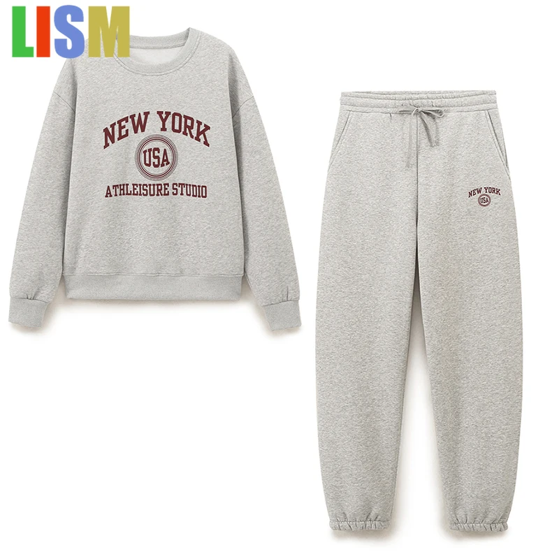 

LISM winter woman outfit tracksuit New in matching sets Pants sets two piece set Pantsuit Set O-Neck Pullover Long Sleeves Tops