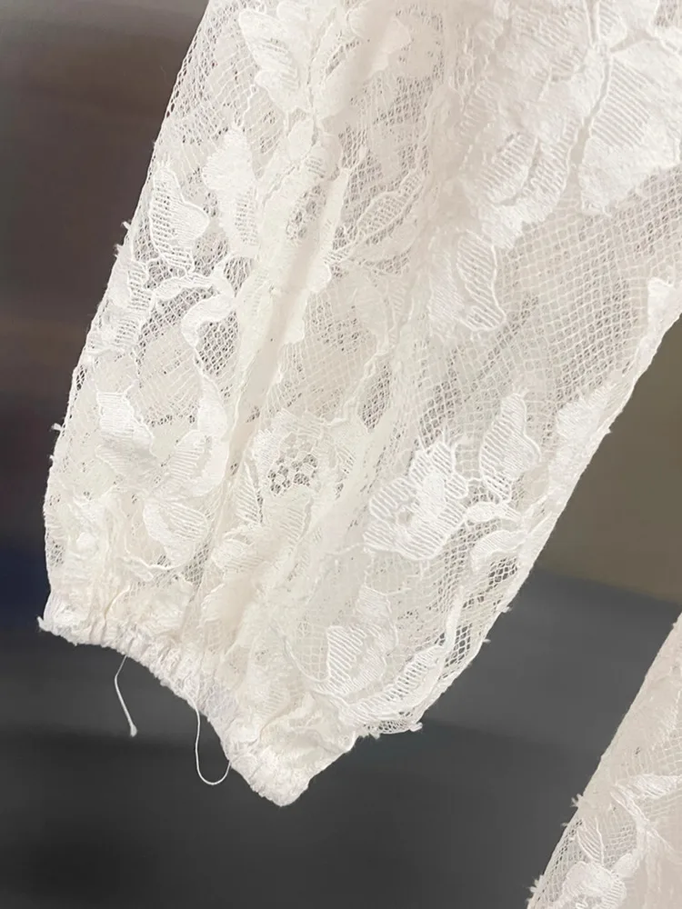 DFDG femmes 2025 élégant concepteur col carré dentelle broderie découpé a-ligne robe printemps été mode fête robe de plage