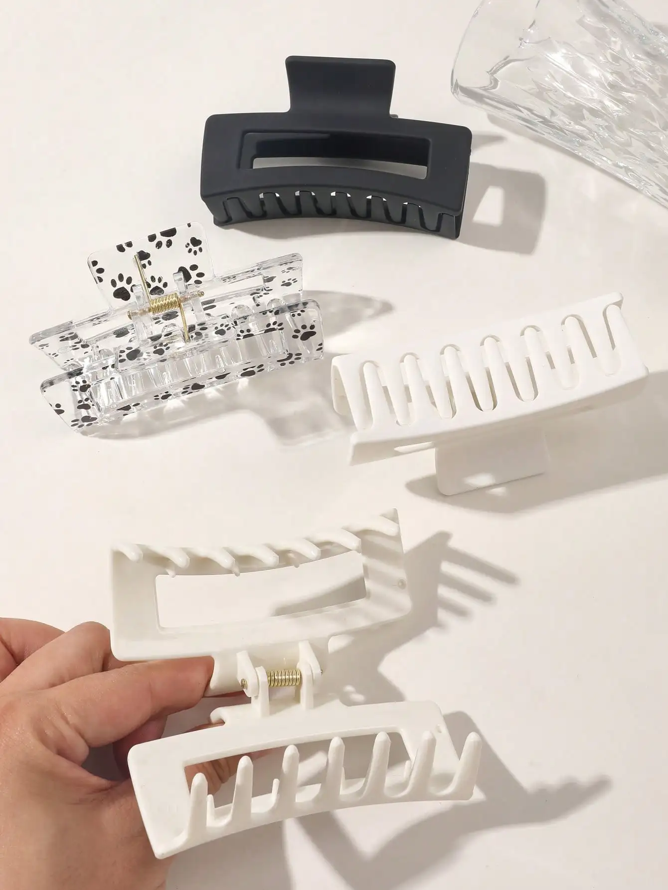 4 Stück Leoparden-Haarklammern für Frauen und Mädchen, Haarklammern, modischer Haarschmuck, Hai-Clip für dünnes, dickes Haar – Detail 8
