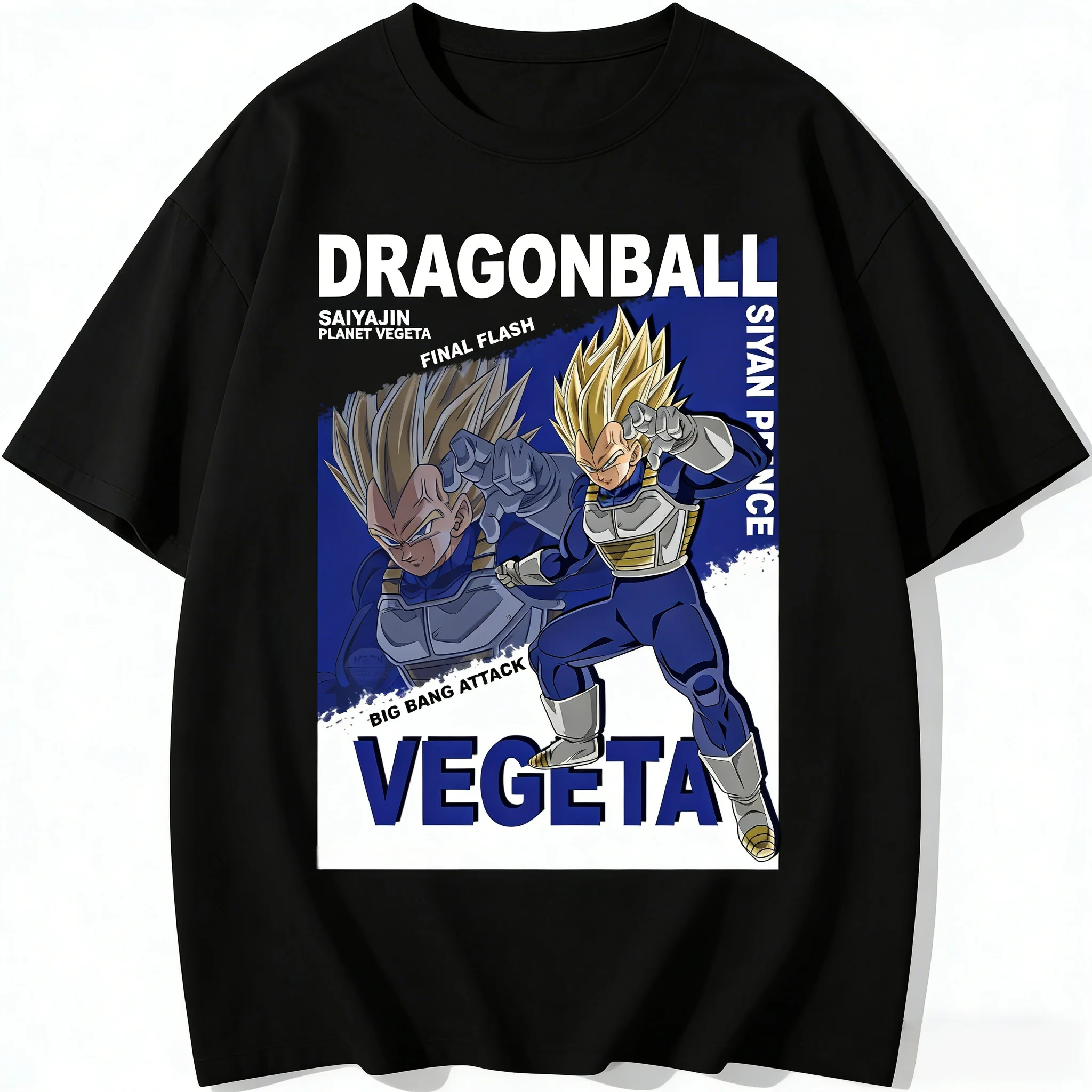 Футболка Dragon Ball Z с изображением аниме-персонажа Вегеты, принца сайянов, с короткими рукавами, из высококачественного хлопка, модная уличная одежда, футболки