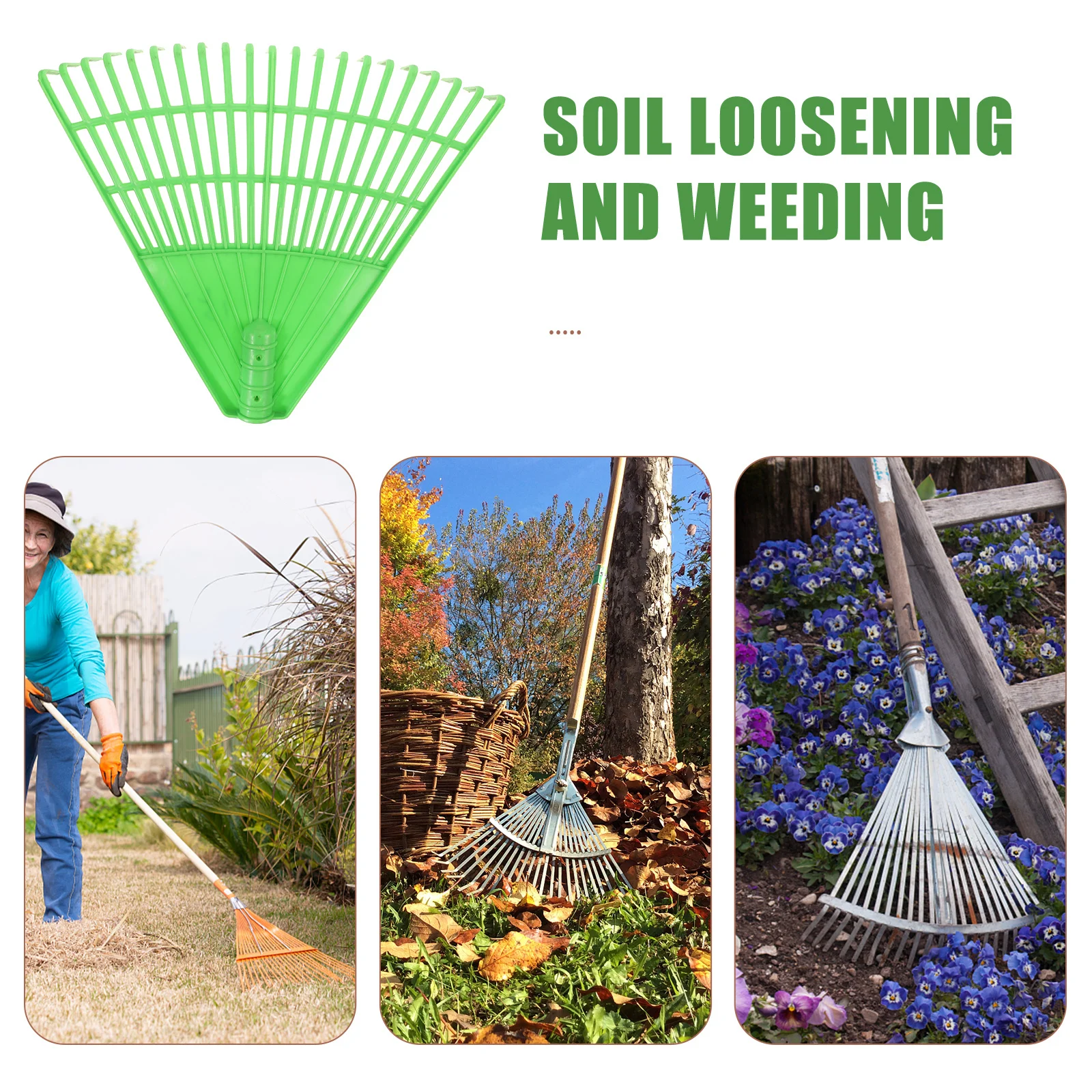 

Garden Rake Plastic Pine Needle Lawn Shrub Rake Portable Heavy Duty for Leaves Yard Grass Gardening Rakes for Lawns