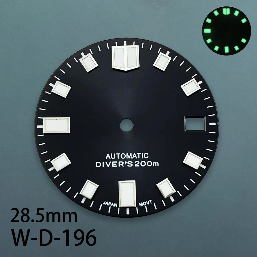 28.5mm S Logo Diving Dial Fit NH35/NH36/4R Movement Sunburst Strong Green Luminous High Quality Watch Modification Accessories