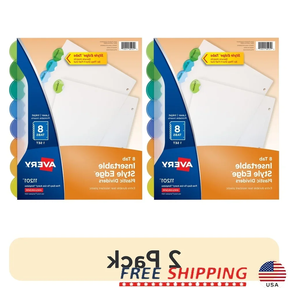 

Durable 8-Tab Plastic Binder Dividers with Unique Oval Tabs Organizing Schoolwork Finances Recipes Coupons 2 Pack