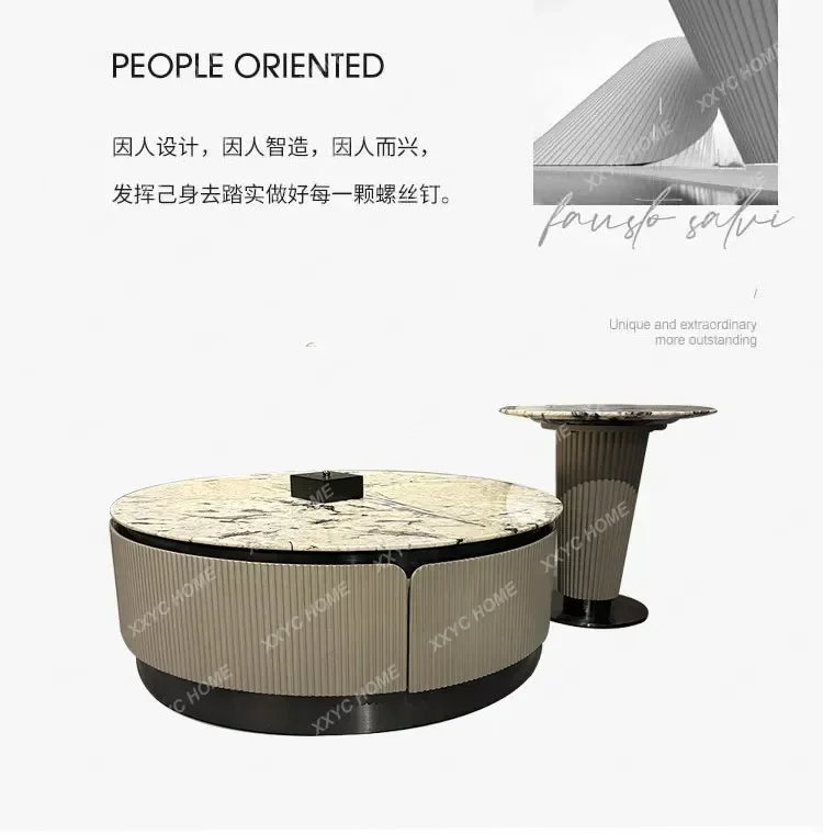 LFamily villa round luxury stainless steel size high and low combination coffee table