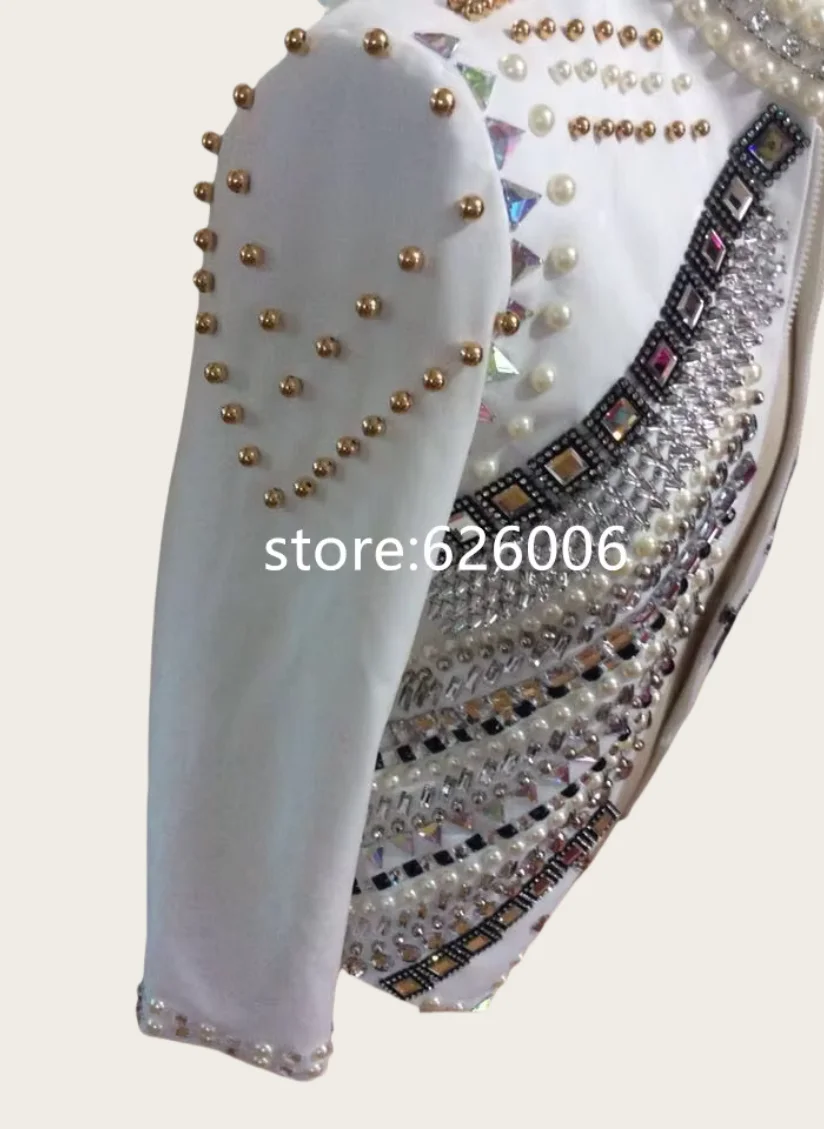 Customized Handmade Male Fashion Rhinestone Beading Slim Jacket Costumes  Nightclub Men\'s stage Outerwear Male Singer Outfit