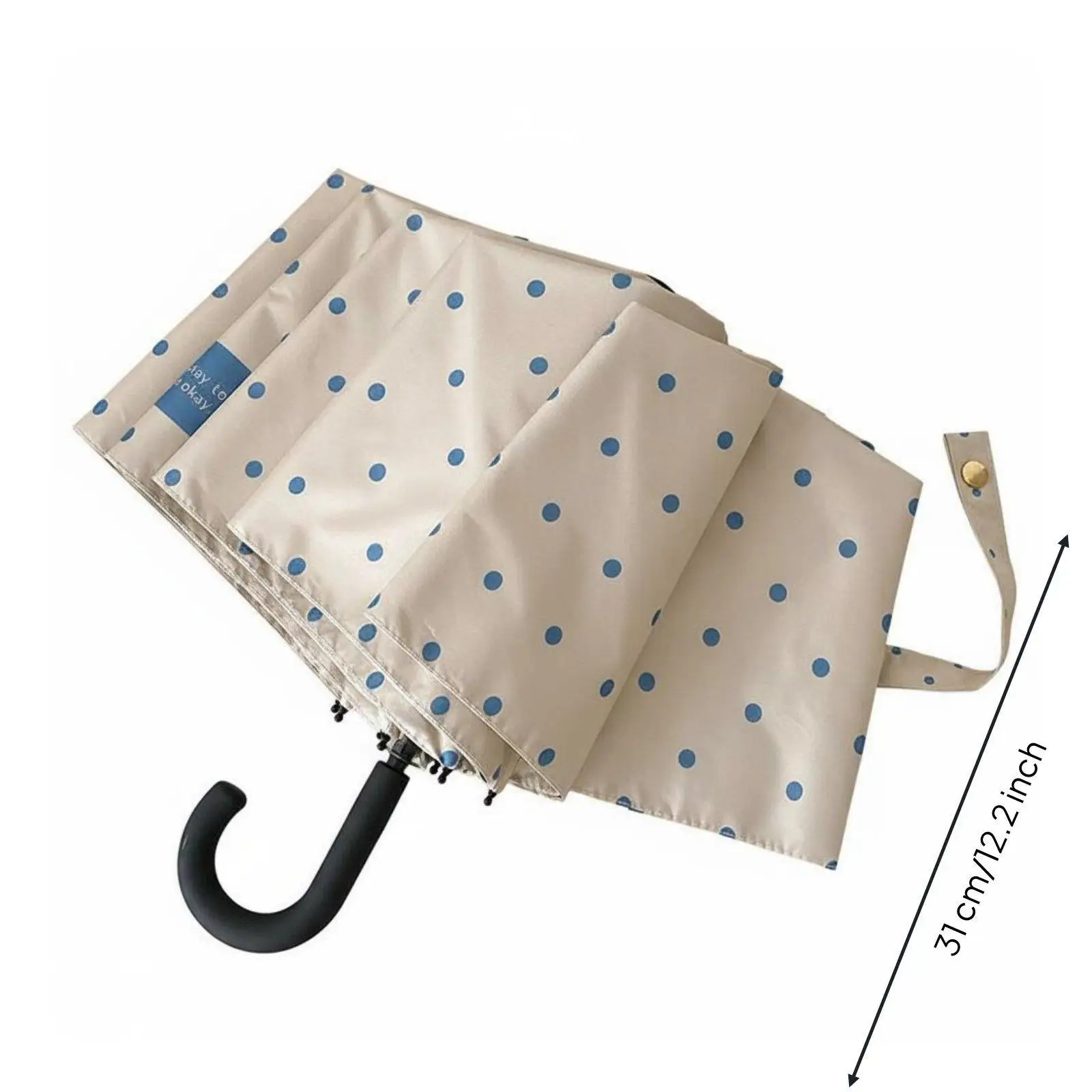New Style Sunscreen Parasol 8 Rib Round Dot Folding Rain Umbrella for Outdoor Travel Work and Urban Living
