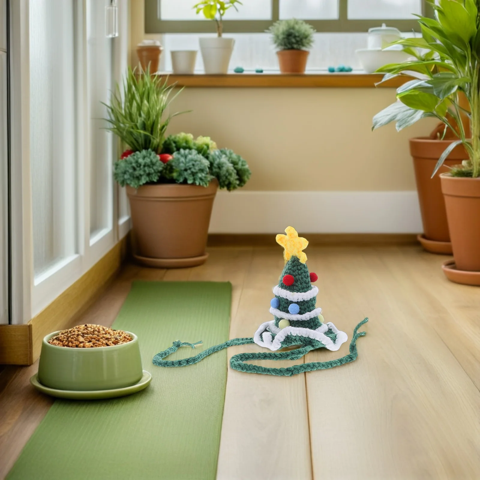 Christmas Dog Knitted Hat: Pet Christmas Tree Headwear Soft Crochet Warm Winter Beanie for Holiday Party Dress Up Costume