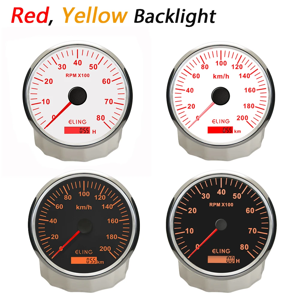 Rhaxel 110MM GPS Speedometer 0-200KMH with Tachometer 8000RPM Gauge Set with Backlight 12V 24Volts for Car Racing Motorcycle