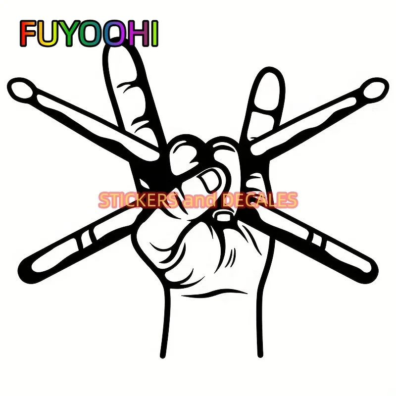 

FUYOOHI Vibrant Drummer Vinyl Car Sticker - Waterproof & Bumper-Proof for Your Laptop Window!