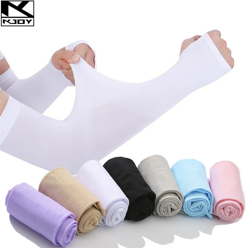 kkjoy 1Pair Summer Sun Proof Arm Sleeves Ice Silk Protector used for hand arm protection