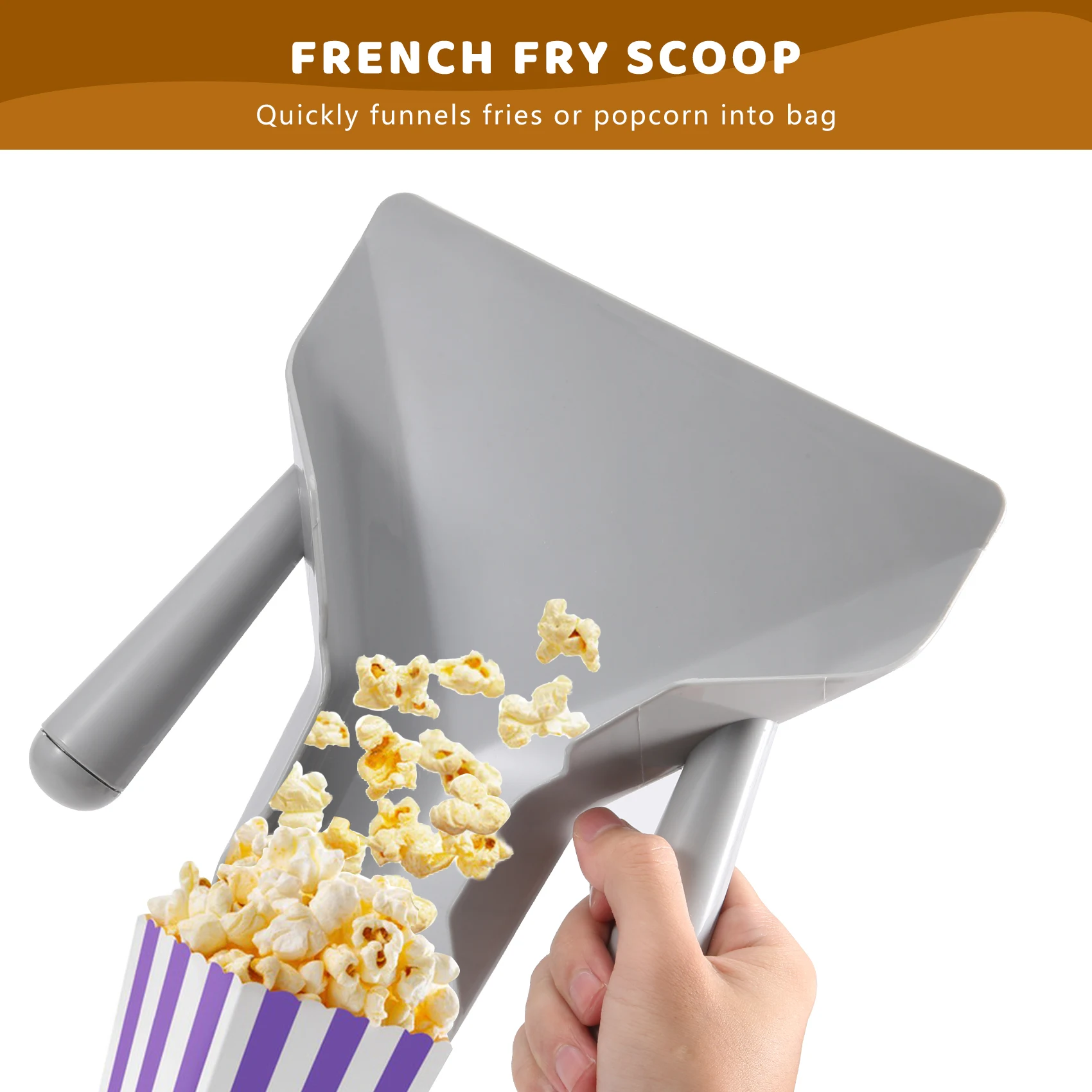 Plastic Chip Scoop French Fries Shovel Loader Chip Packaging Shovel Funnel Popcorn Fast Food Double Handle &LICG