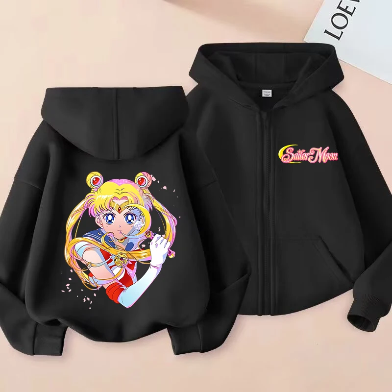 

Sailor Moon Kids Cartoon Cardigan Coat Fashion Zipper Jacket Coats Girl Hoodie Sweatshirt Comfortable Tops Autumn Casual Clothes