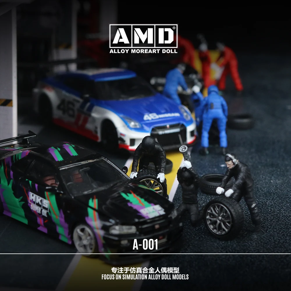 TimeMicro+AMD 1:64 Car model scene design car mechanic figure set