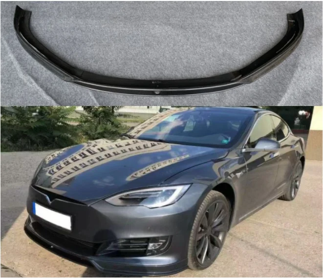 

For Tesla Model S 2014 2015 2016 2017 2018 2019 2020 Real Carbon Fiber Car Front Bumper Splitters Lip Spoiler