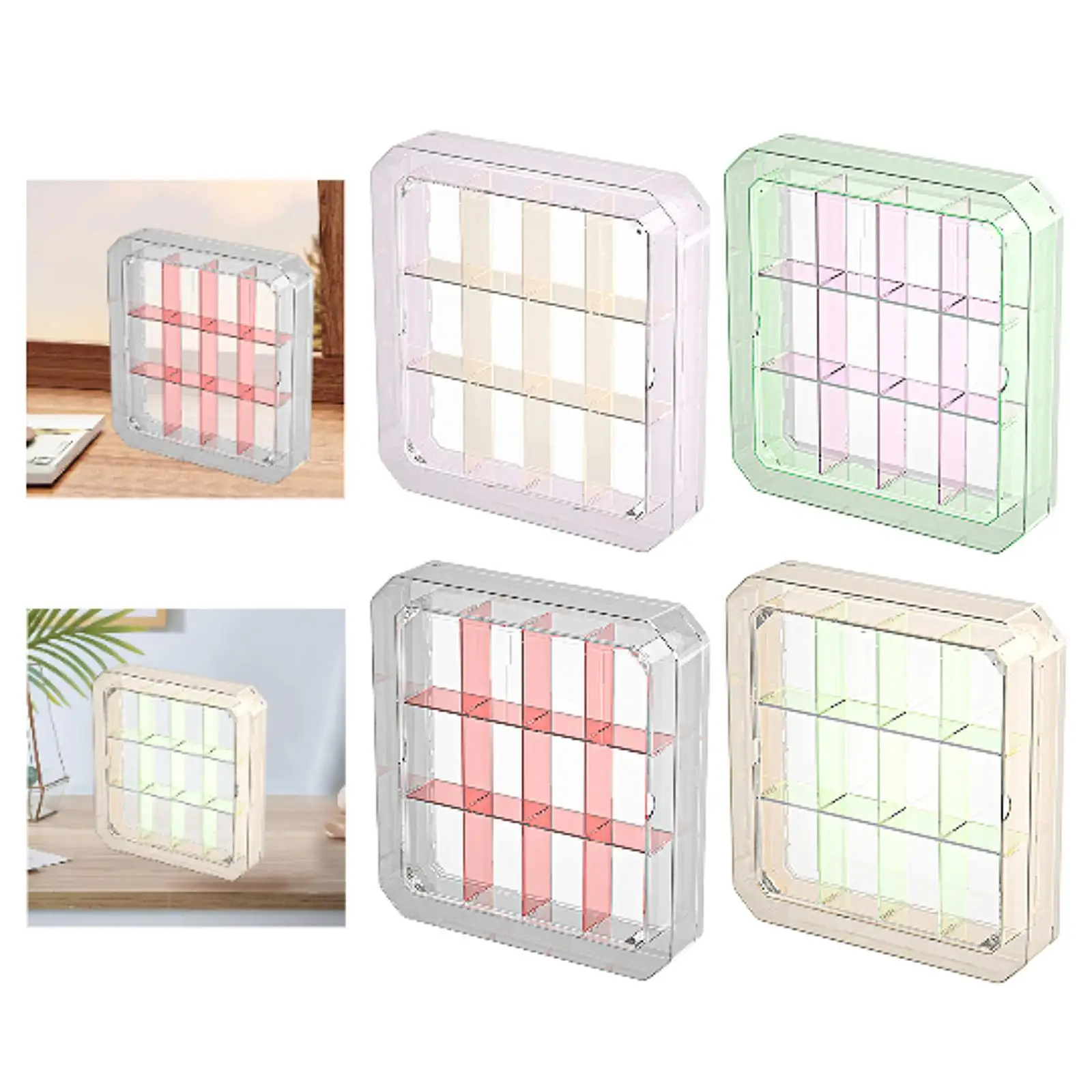 

Display Case for Collectibles Cabinet Countertop Dustproof Display Box with Door