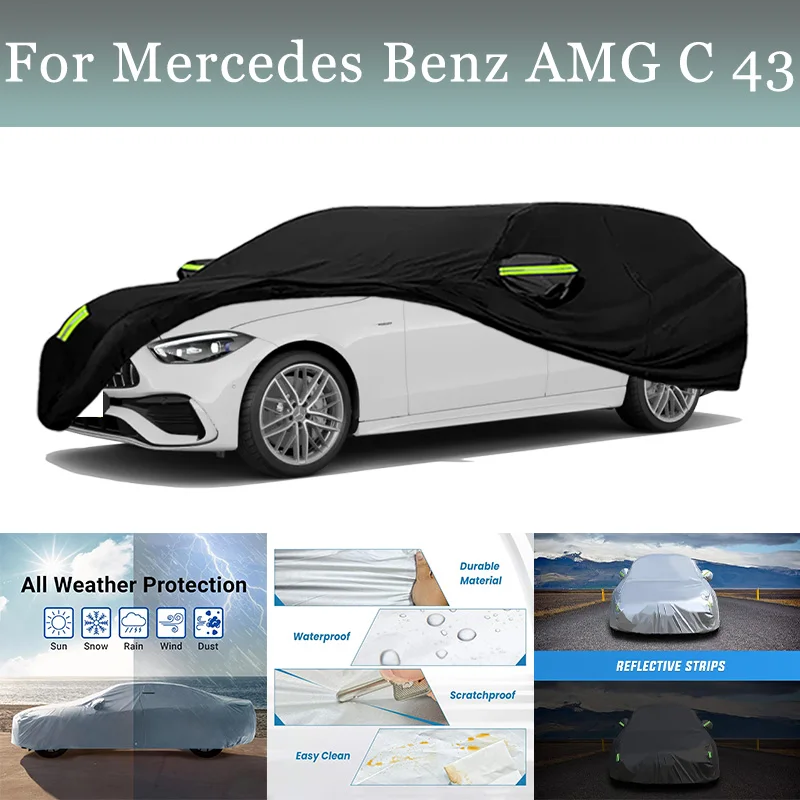 

Для Mercedes Benz AMG C 43, полные автомобильные чехлы, уличные солнцезащитные чехлы, защита от УФ-лучей, снега, пыли, ткань Оксфорд