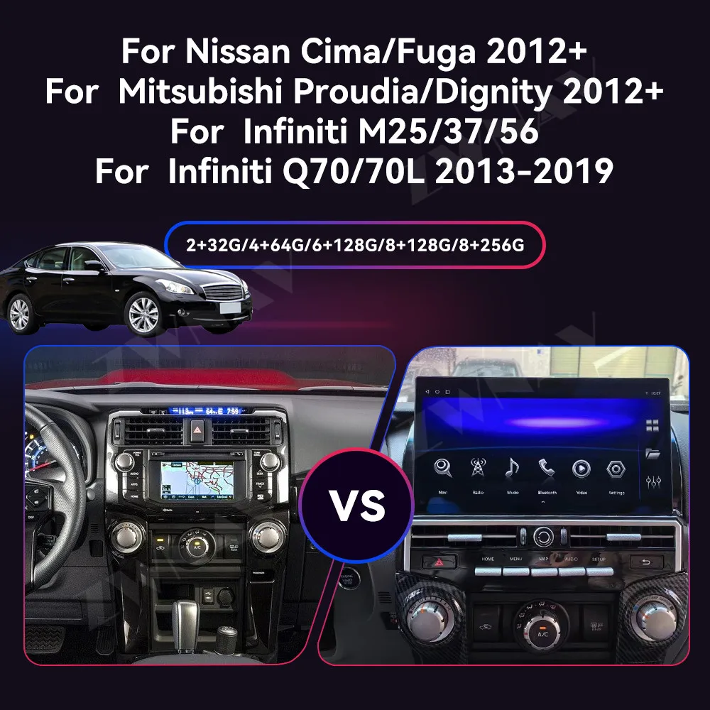 For Nissan Cima/Fuga 2012 + Mitsubishi Proudia/Dignity2012 + Infiniti M25/37/56/Q70/70L Car Radio Navigation Vidio Playe CarPlay