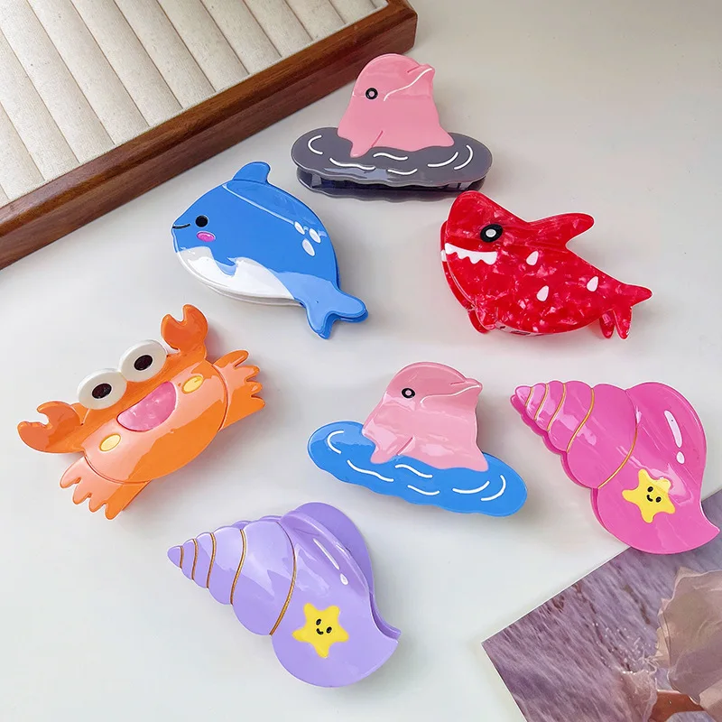 

DuoShang New Ocean Series Dolphin Shark Hair Claw Acetate Claw Clips Marine Animal Crab Hair Clips for Women Hair Accessories