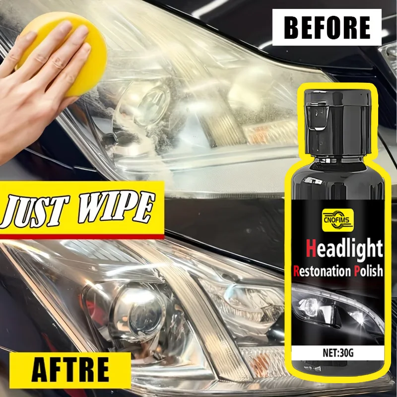 Professional Headlight Restoration Cream for Cars, Yellowing Oxidation Remover and Hazy Lens Polish for Clear Visibility