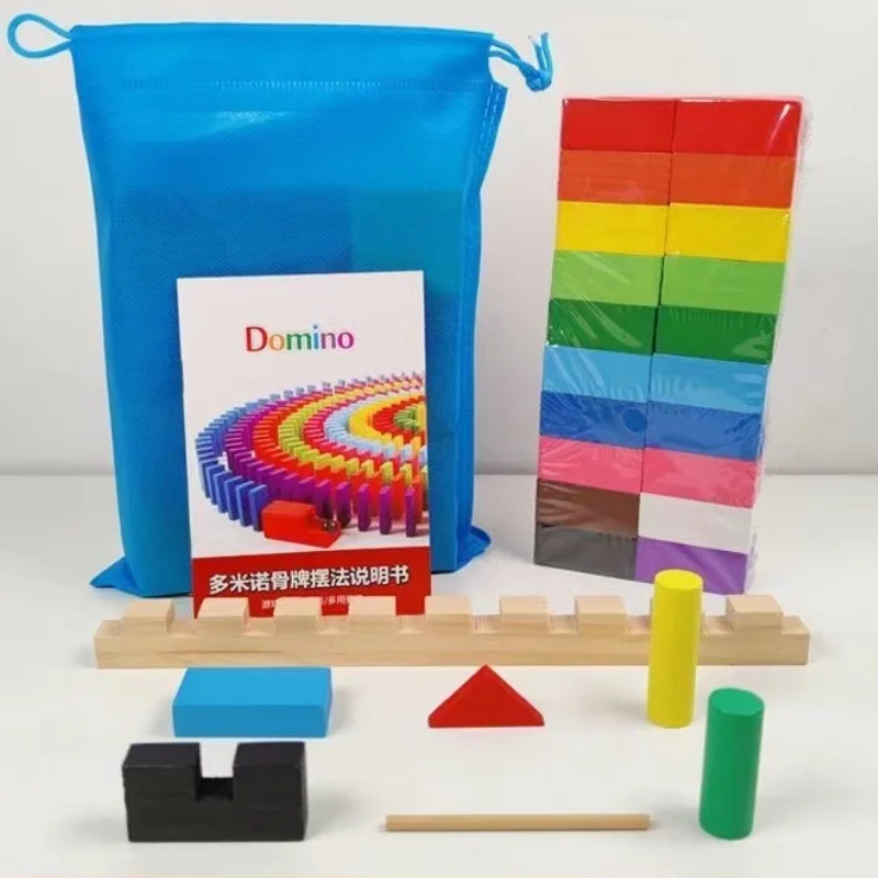 Bunte Holz Dominosteine Kinder Spielzeug Grundschüler Puzzle Baustein frühe Intelligenz und Gehirn Lehr spielzeug