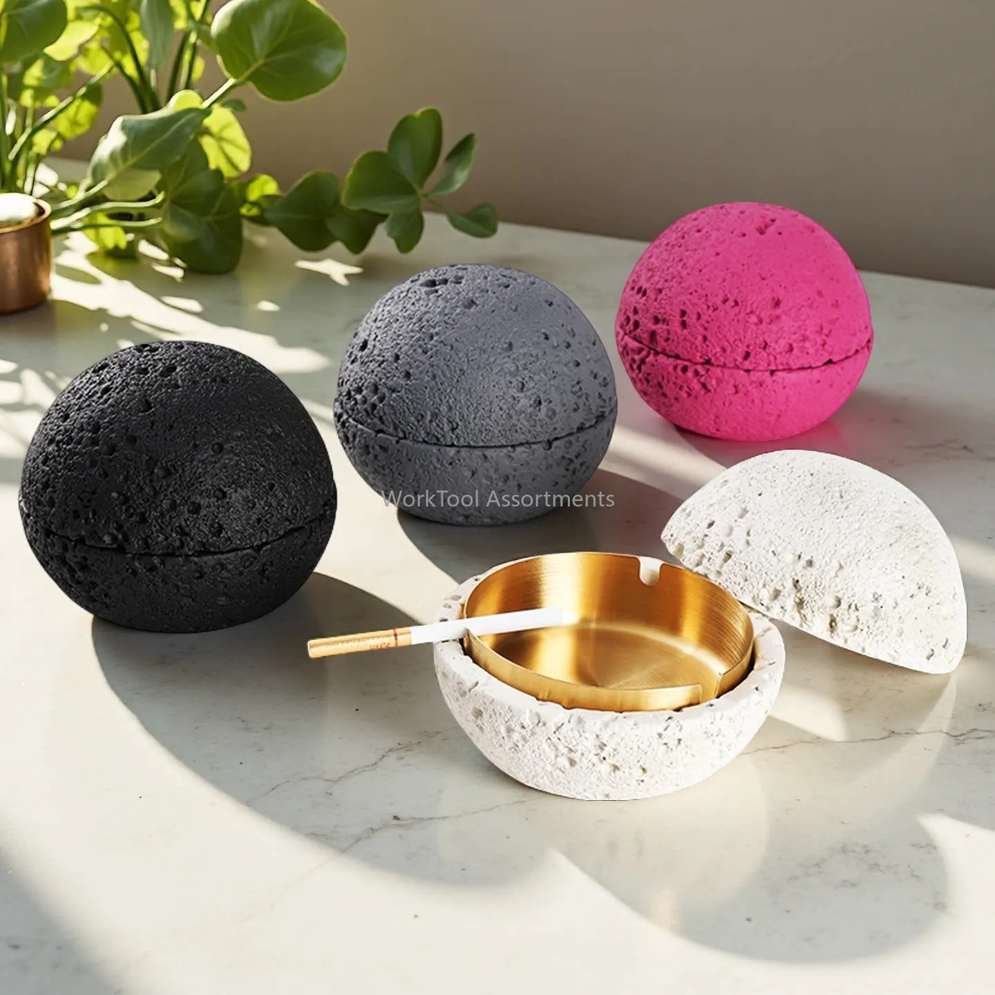 Cement ashtray with cover anti-fly ash creative personality trend living room home office Nordic ins wind large