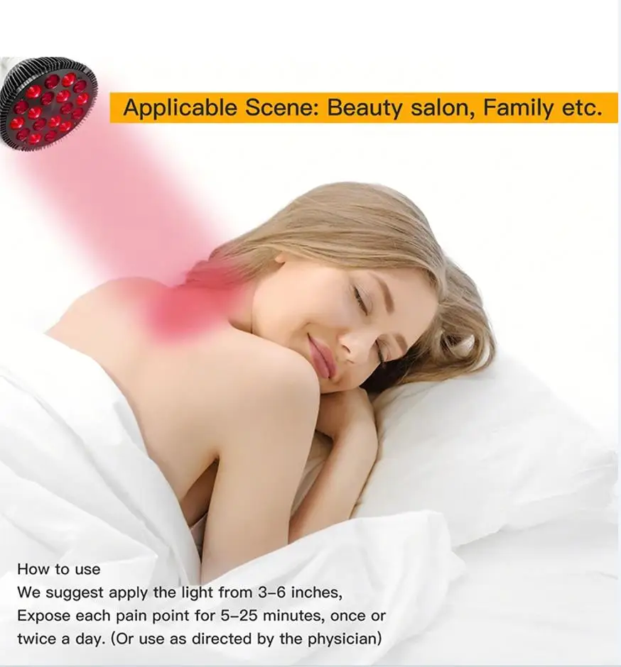 

Therapy Device Red Light 660nm & Far Infrared 850nm Clip On 18W/24W /54W Red Physiotherapy Lamp For Skin Beauty Pain Relief