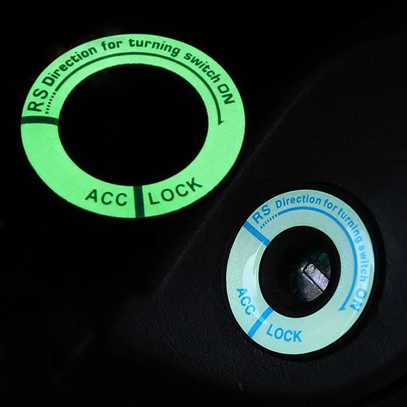 Noite luminosa carro chaveiro de ignição adesivos universal botão partida da motocicleta decalques 3d proteger decoração círculo fluorescente