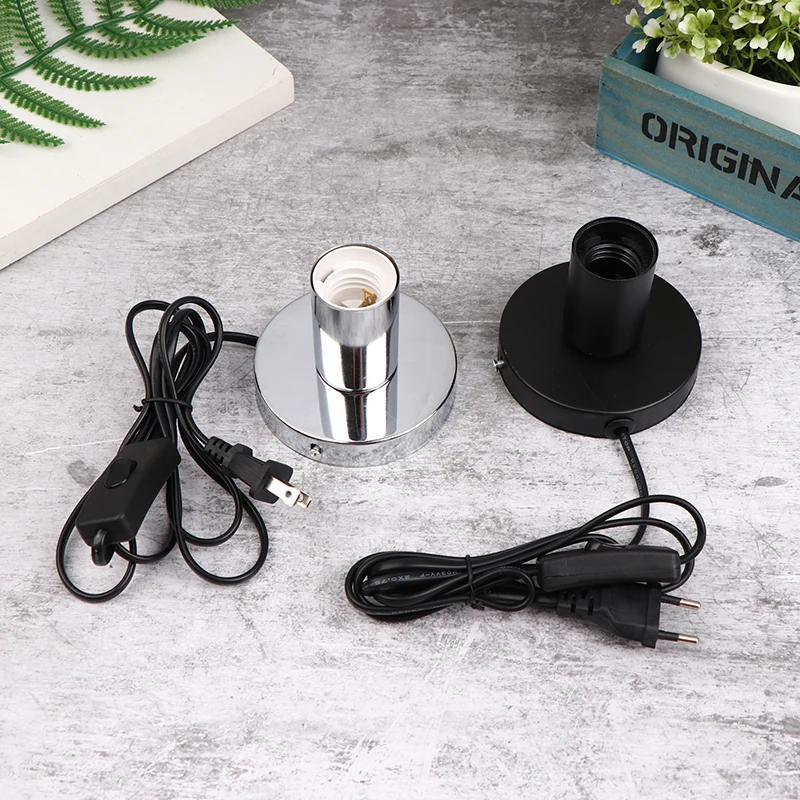 1.5M Cable Night Light With Line Lamp Head E27 Lamp Socket Table Lamp Decoration Lamp Polished Metal Desktop Lamp Base Holder