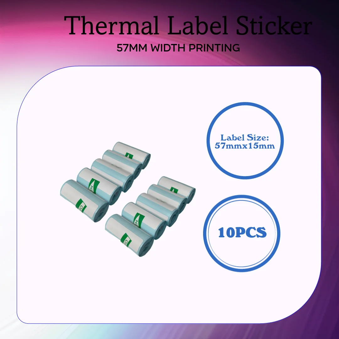 15 mm White Paper Thermal Sticker Small Roll Portable Mini Printer Label Milk Tea Ice Cream Food Tag