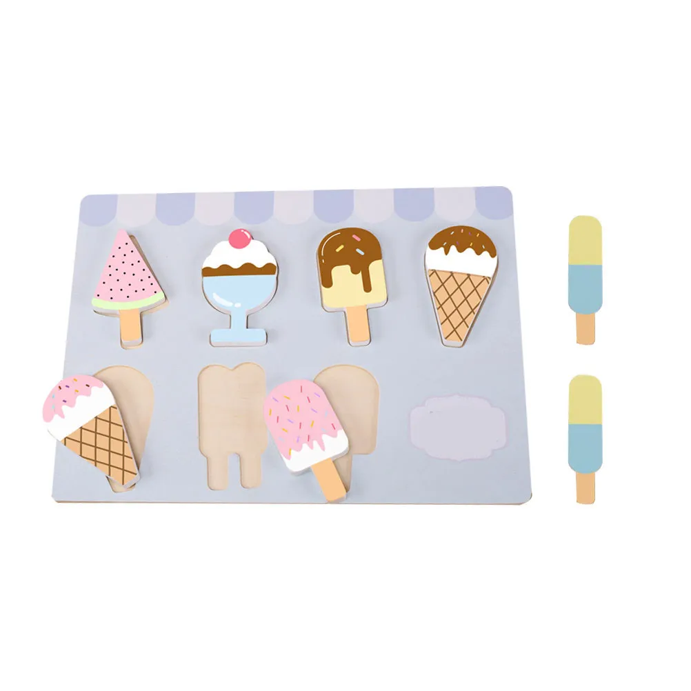 

1Pcs Ice Cream Puzzle Wooden Educational Plaything Early Learning Cognitive Development Gift for Kids Birthday Christmas