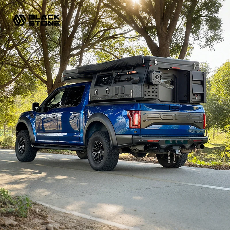 Aluminum Hard Shell Pop up Truck Camper With Roof Top Tent Outdoor Off Road Camping Camper