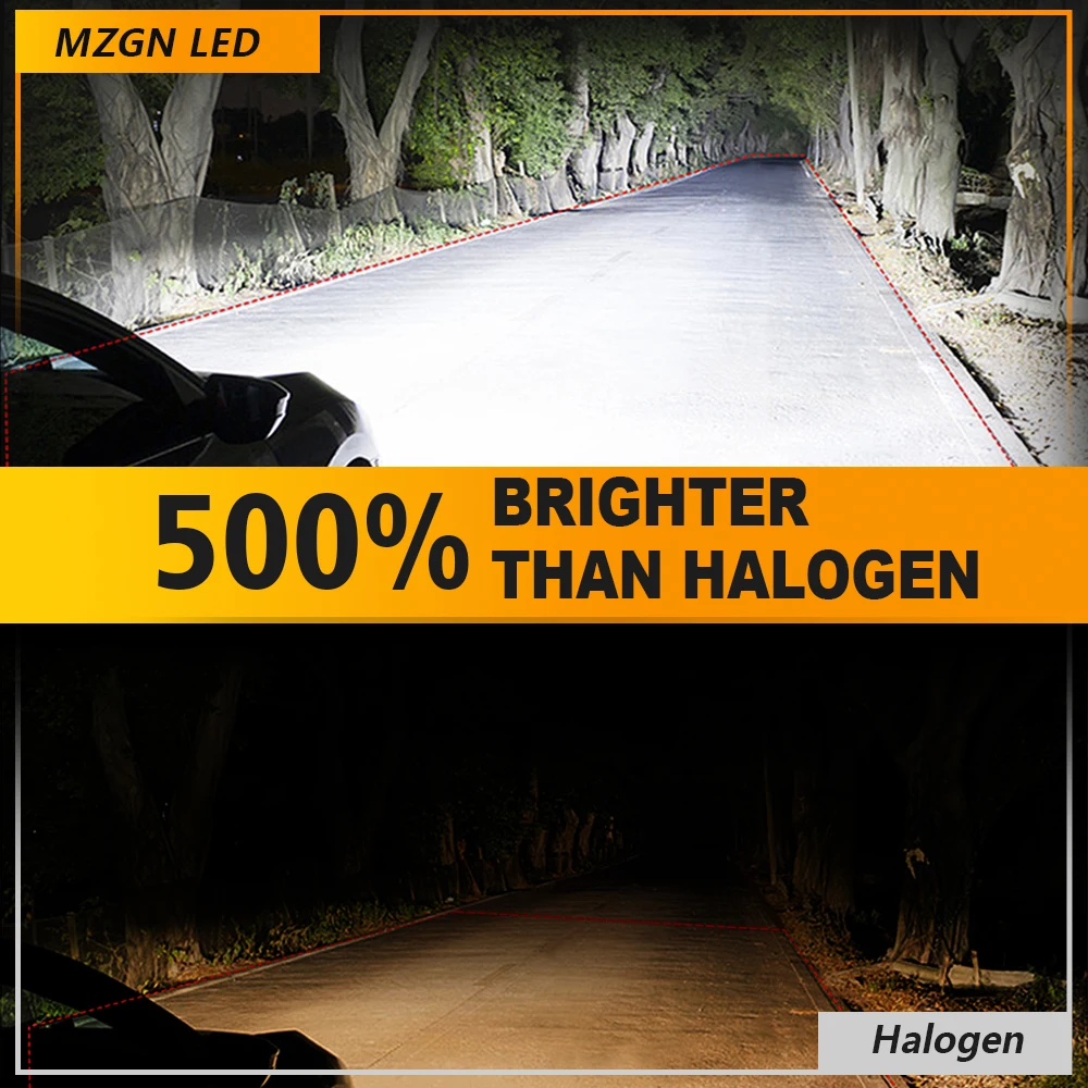MZGN 2Pcs H4 Led Headlight Bulb 18000lm Super Bright Halogen Size for 9003 Car Headlamp 12 Pcs CSP 7035 Led Chips 6000K White