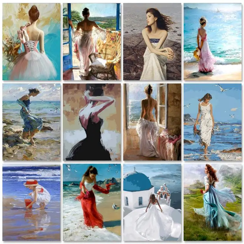 

GATYZTORY 60x75cm DIY Oil Painting By Numbers Dancing girl Paint By Numbers Figure Wall Art Picture Home Decor Art