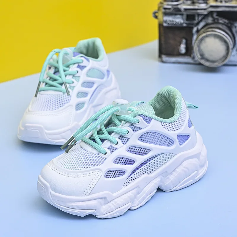 Kids Sports Shoes Children Casual Running Shoes for Girl Mesh Breathable Fashion Sneakers Anti-skid Students Walking Tennis Shoe