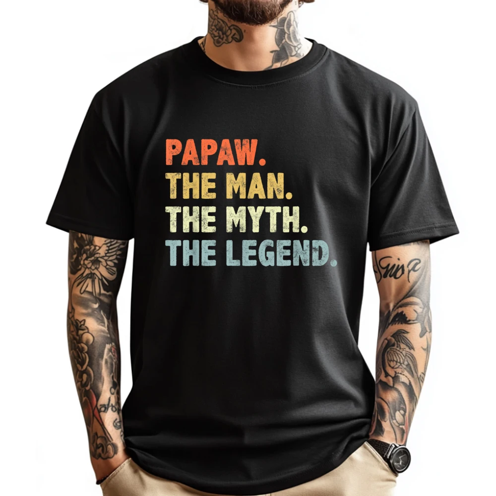 

Papaw The Man Myth Legend Father Day For Dad Grandpa Cream T Shirt Luxury Clothes Men Large Size Vintage Style