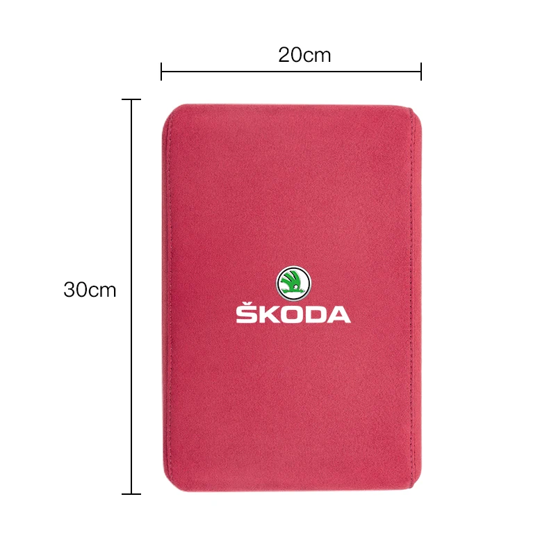 Car Armrest Mats Suede Support Pad Protection Cushion For Skoda Vrs Scala Mk3 Kodiaq Kamiq Karoq Fabia Superb Yeti Octavia Rapid