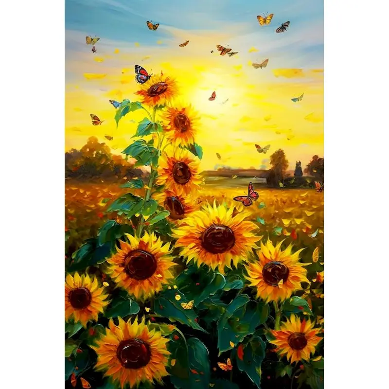 RUOPOTY Sunflower Diamond Painting Diy Crafts Diy Idea Flower Full Round/Square Craft Supplies Wall Art Picture Diamond Art Kits