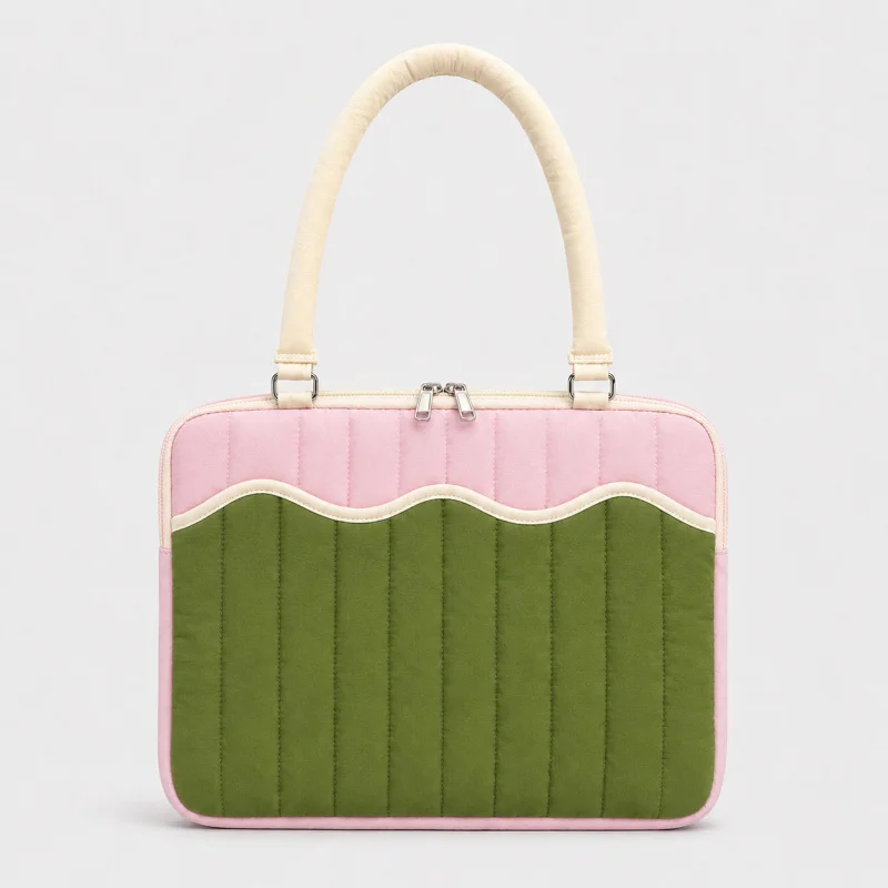 Women Color Block Laptop Handbag Shockproof Sleeve Case 13.3 14 Inch for Macbook Dell Samsung Notebook Carry Pouch