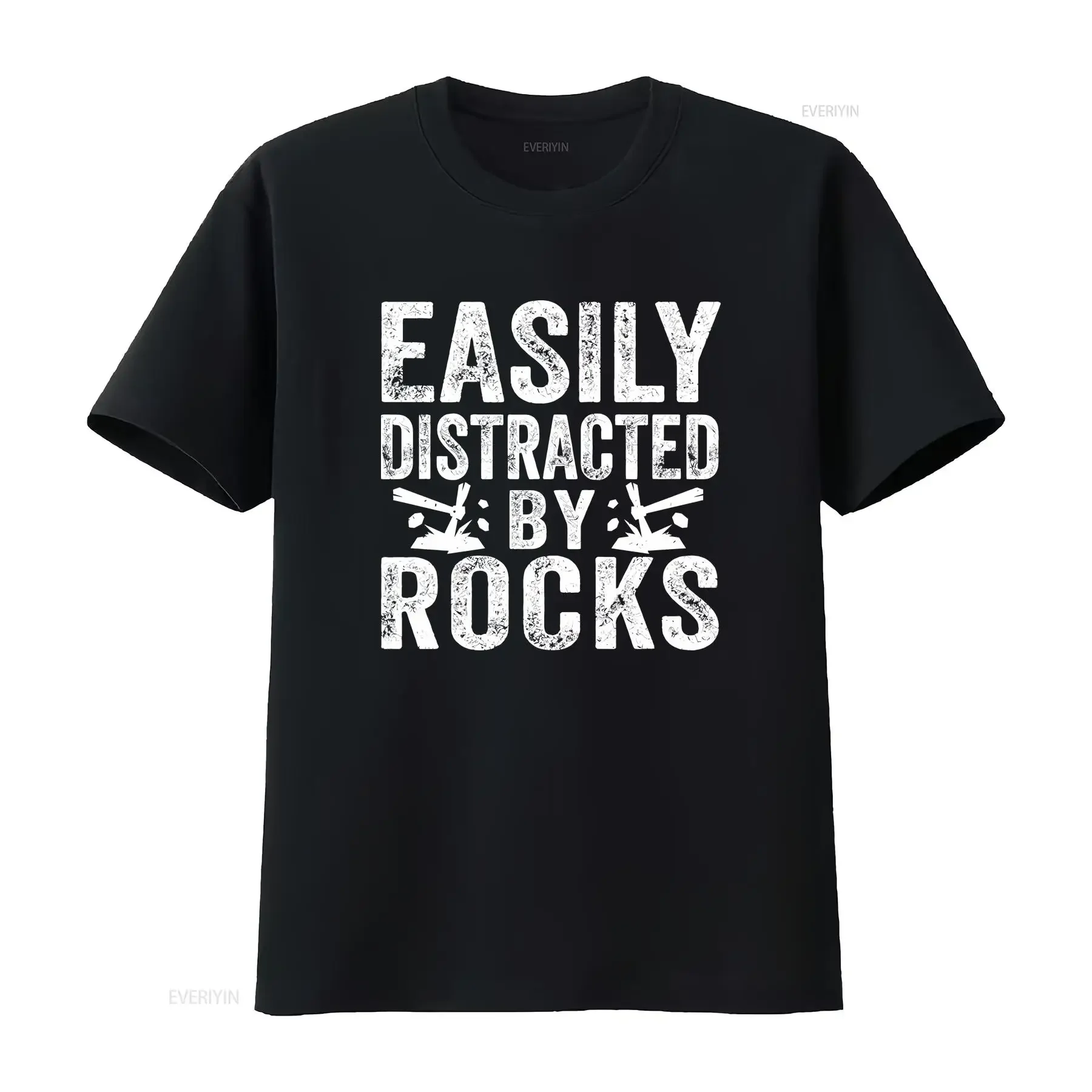 Easily Distracted by Rocks Geology T Shirt s Geologist StudenT vintage Washed Slightly Top For Everyday Wear fashion Stretched