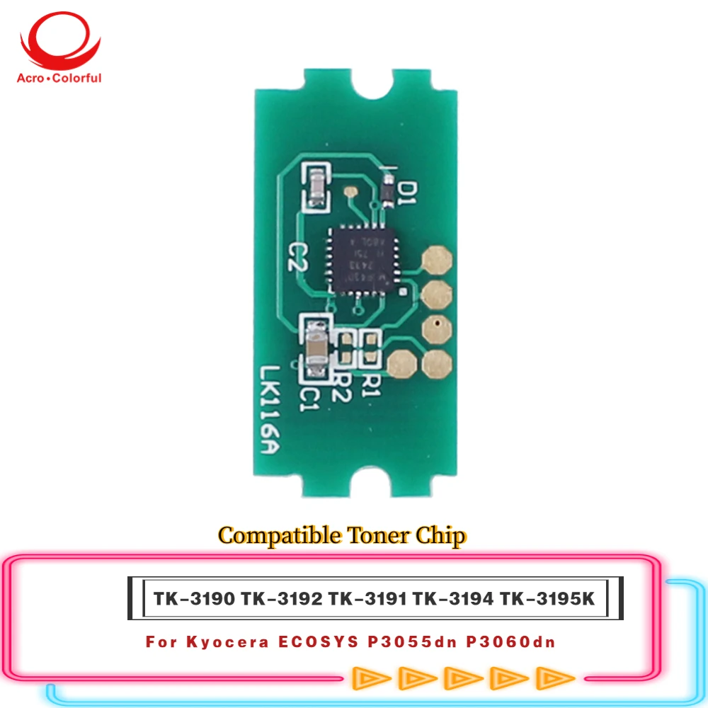 

TK-3190 TK-3194 TK-3191 TK-3192 TK-3195K Совместимый чип тонера для Kyocera ECOSYS P3055dn P3060dn Чип картриджа для лазерного принтера