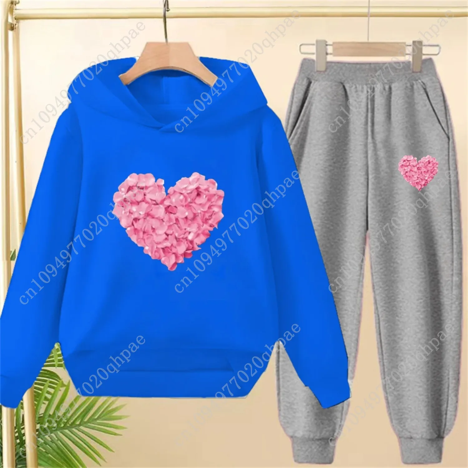 Petali a forma di cuore Top e fondo per bambini Felpe con cappuccio Ragazze Ragazzo di età 3-12 Cappotto Casual Toddle Felpa con cappuccio Abbigliamento autunnale