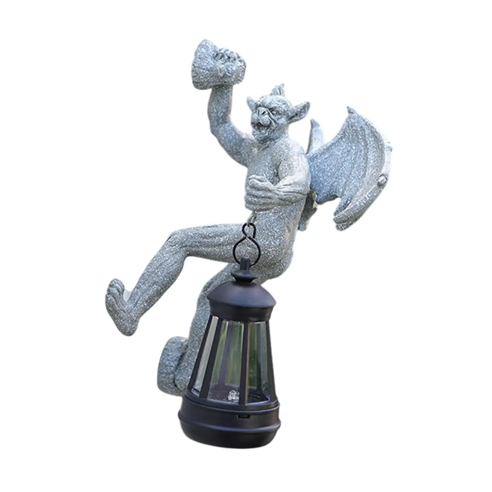 Winged Gargoyle Sculpture with Solar Light Garden Statue Decorative Lighting for Walkway Lawn Tree Backyard Housewarming Gift