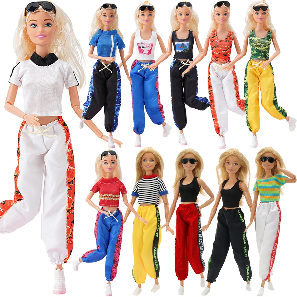 Pop Doll Clothes Sportswear Sports Tank Top Pants For 11.5inch Barbis Doll Daily Sport Clothing Accessories，Girl Toys