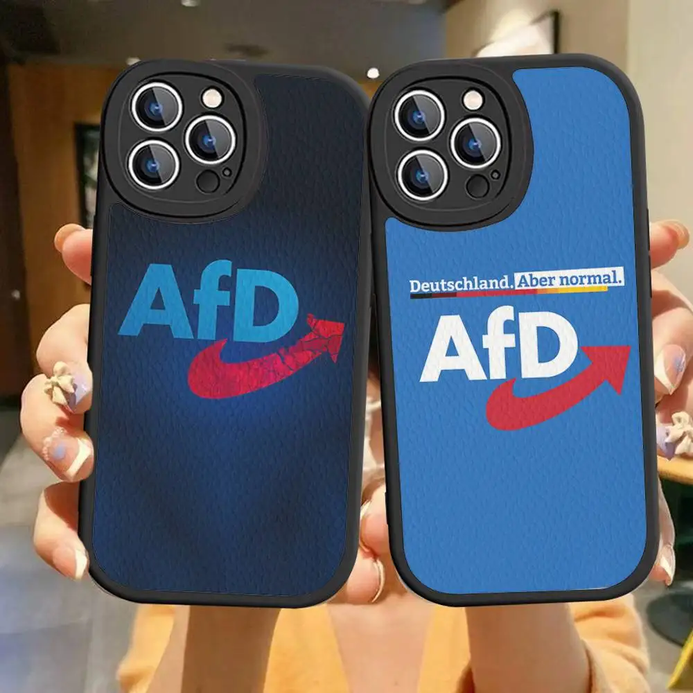 

Popular Logo A-AfD Phone Case For iPhone 16 15 14 13 12 11 Pro Max Plus Leather Soft Cover