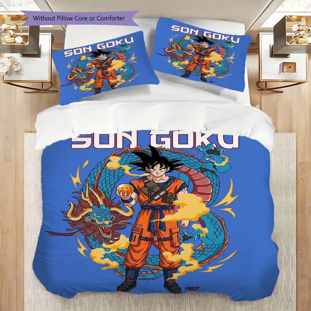 Printed Duvet Cover Set & Pillowcase with Dragon Ball Design Bedroom Daily Bedding-kwq327