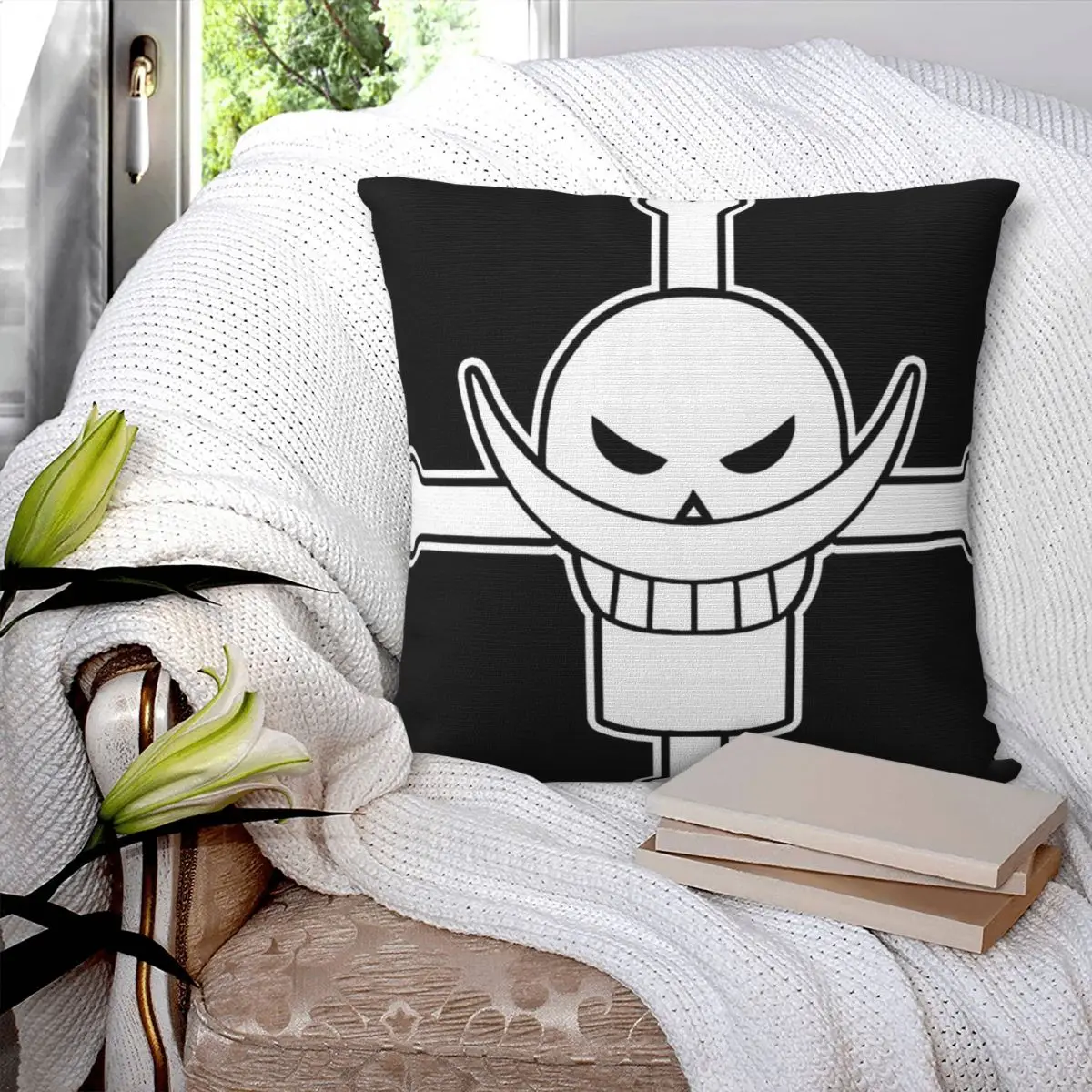 One Piece Whitebeard Flag And Collection Square Pillowcase Pillow Cover Velvet Cushion Comfort Throw Pillow For Home Bedroom