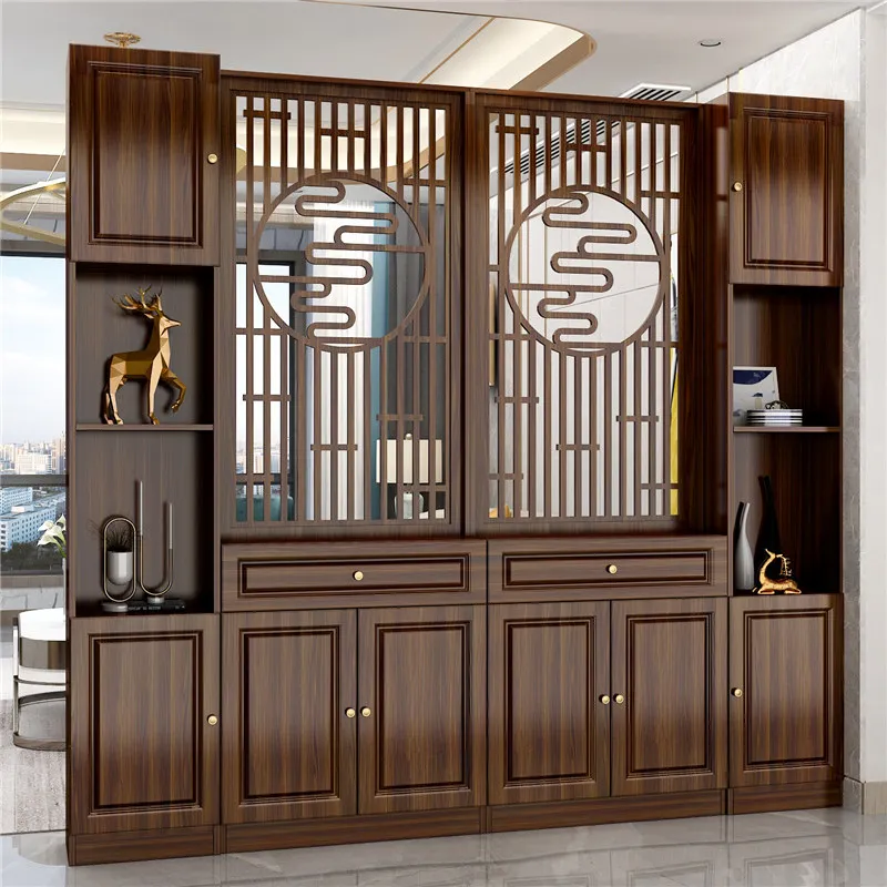 New Chinese-style entrance cabinet, door entry screen partition, living room entrance is facing the door, blocking the wine