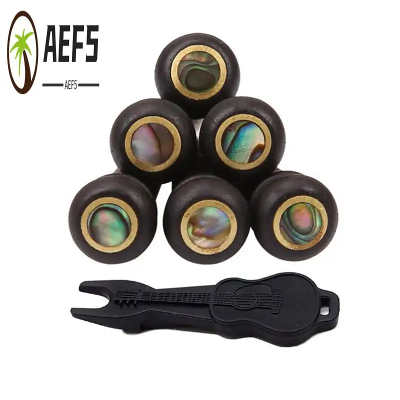 AEF5-6 uds postes de cuerdas de guitarra folclórica clavos de cuerdas de punta de abulón integrados con clavadora fácil de usar
