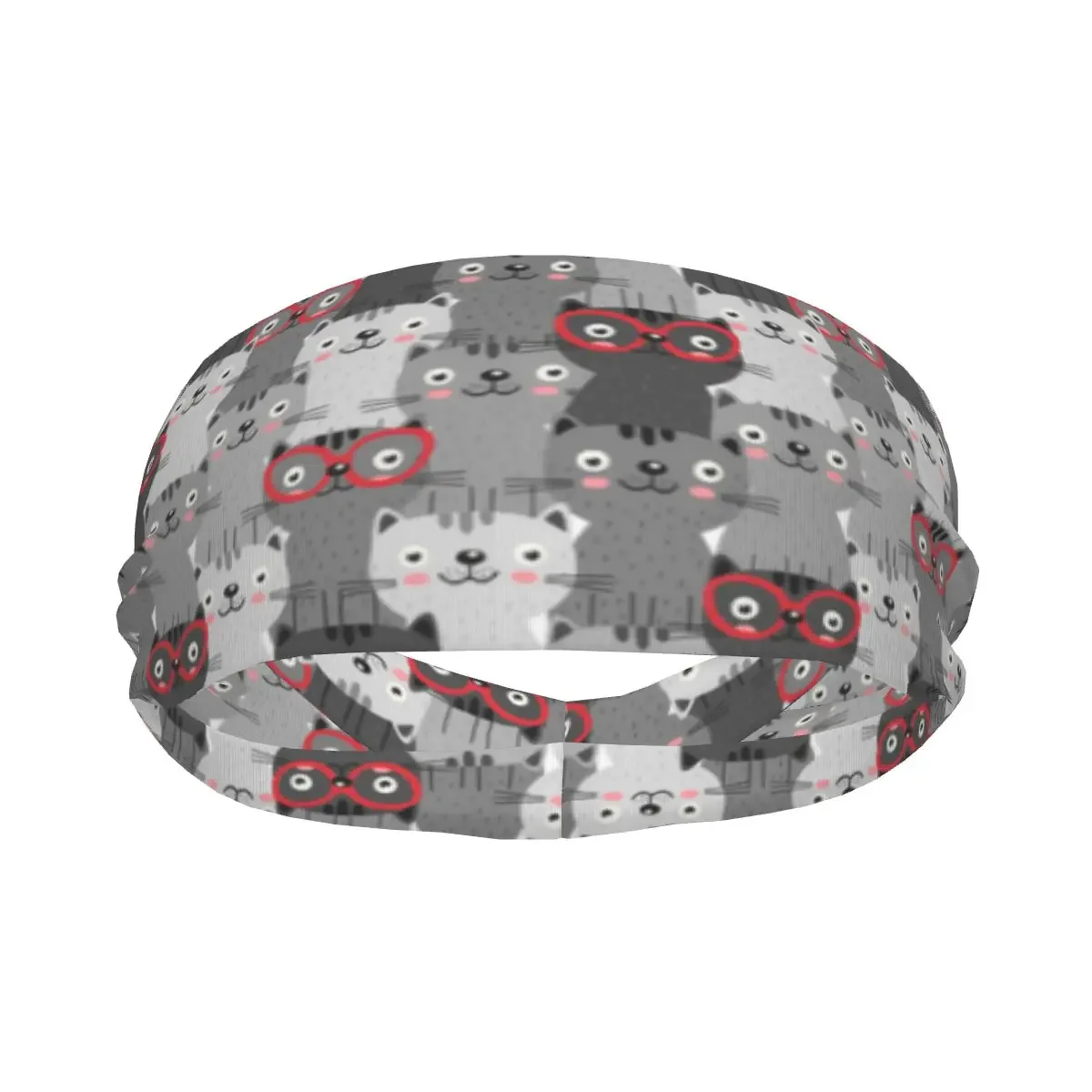 Sports Headband Portable Hair Band Cats In Red Glasses Illustration Hair Wrap Brace Cycling Running Exercising Sweatband