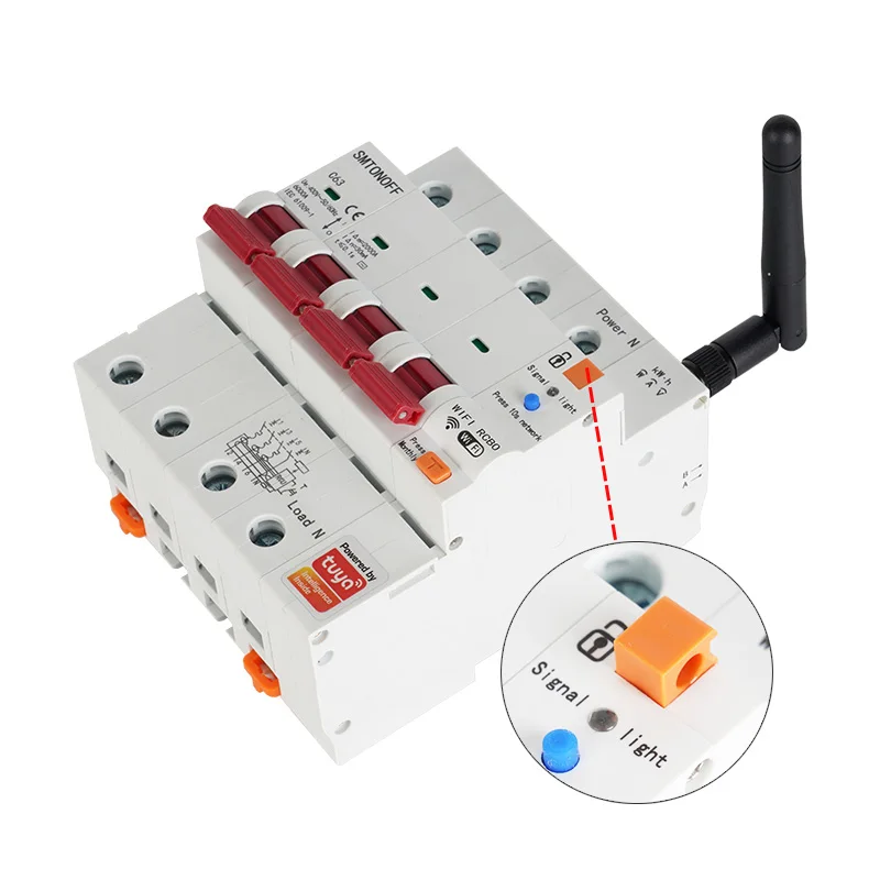 Tuya Smart WiFi 4P 63A RCBO RS485 Breaker Prepaid Meter Timer Switch Voltage Current Protector Voice Control Alexa Google Alice